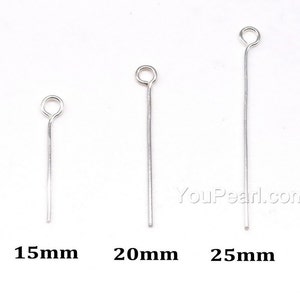 Sterling 925 silver eye pins, long eyepins, silver pin heads, silver findings, silver jewelry pins, 15mm 20mm 25mm 30mm 35mm, 10 pcs, FD-EP