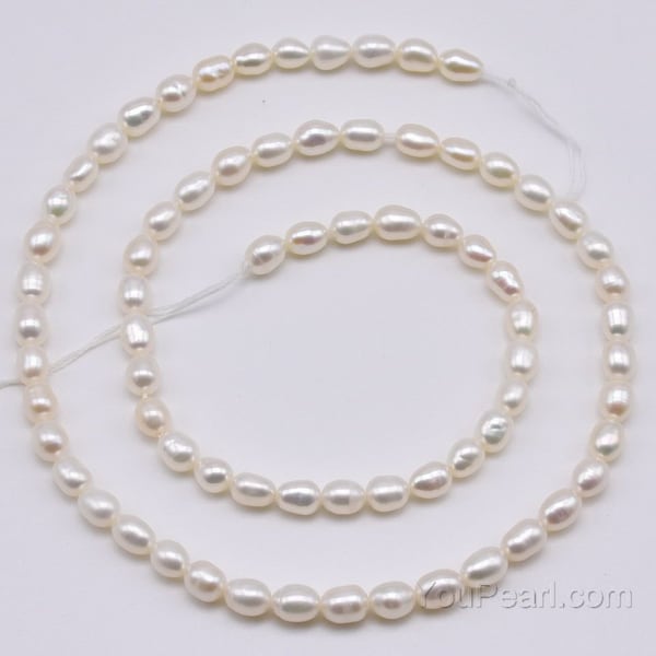 3.5-4mm AA pearl seed beads, genuine freshwater rice pearls, natural white oval small pearl beads on sale, high quality tiny pearls FS800-WS