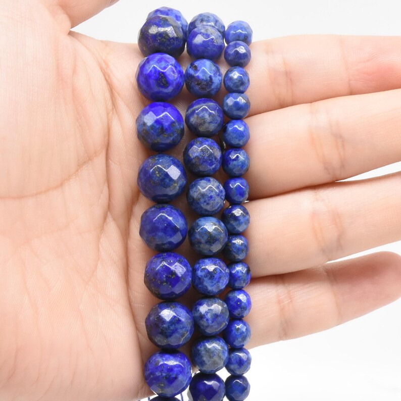 Faceted Lapis Lazuli Beads 6mm 8mm 10mmm Round Blue Lapis Etsy