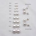 Pearl Stud Earrings, 14K Gold Filled | Sterling Silver, Freshwater Tiny to Large AA+ 3mm 4mm 5mm 6mm 7mm 8mm 9mm 10mm 11mm Classic Earrings