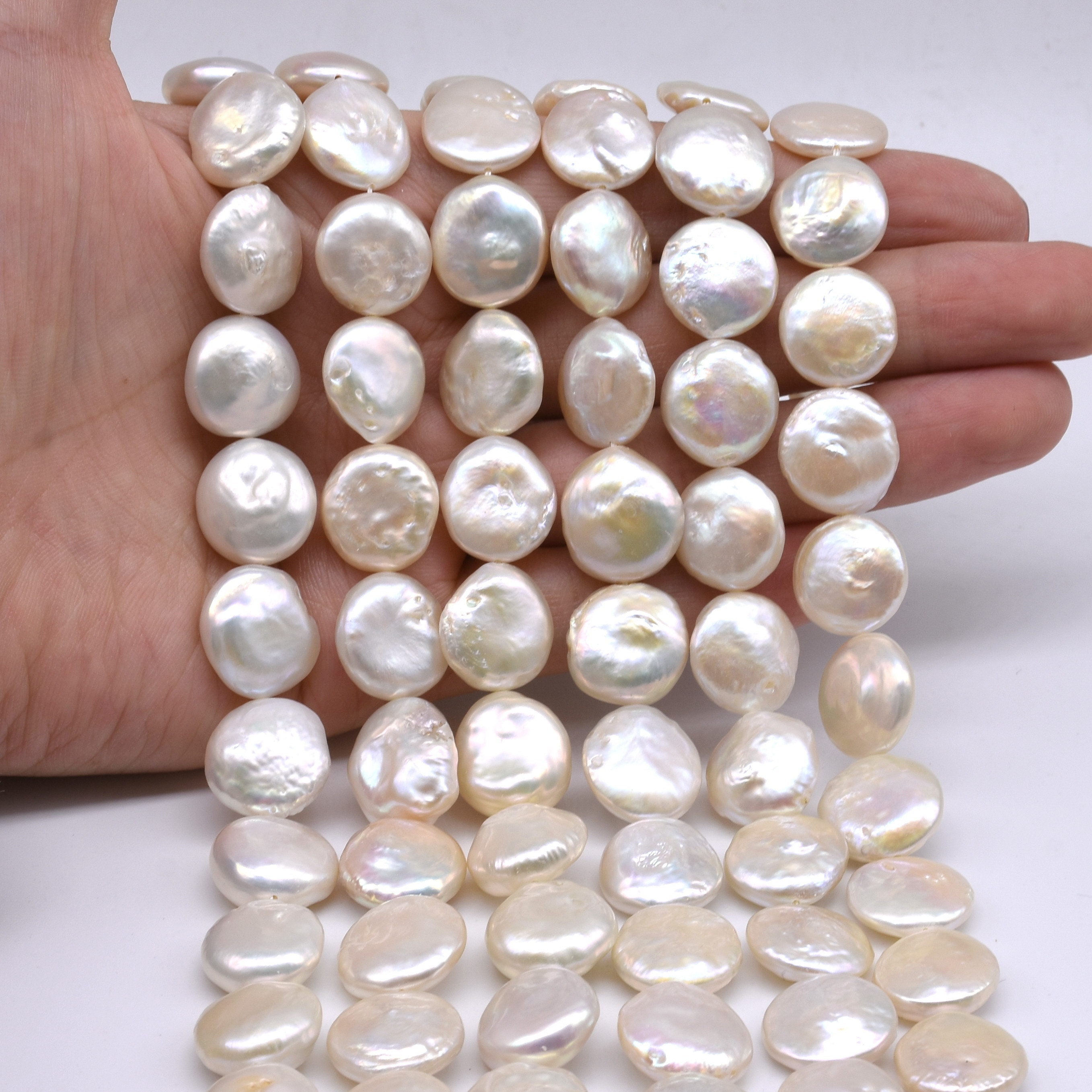 Fine 100% Natural Freshwater Pearl Beads Flat Shape Loose Beads Fit Jewelry  Making DIY Bracelet Necklace Women Gifts Size 4-5mm