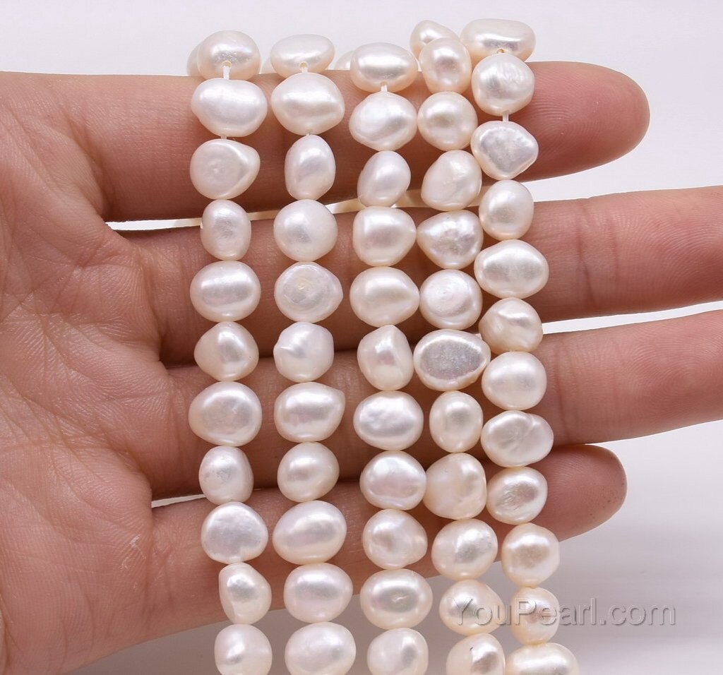 Natural 7-8mm Freshwater White Baroque Pearl Beads Necklace 18" AAA Natural 7-8mm Freshwater White Baroque Pearl Beads Necklace 18" AAA