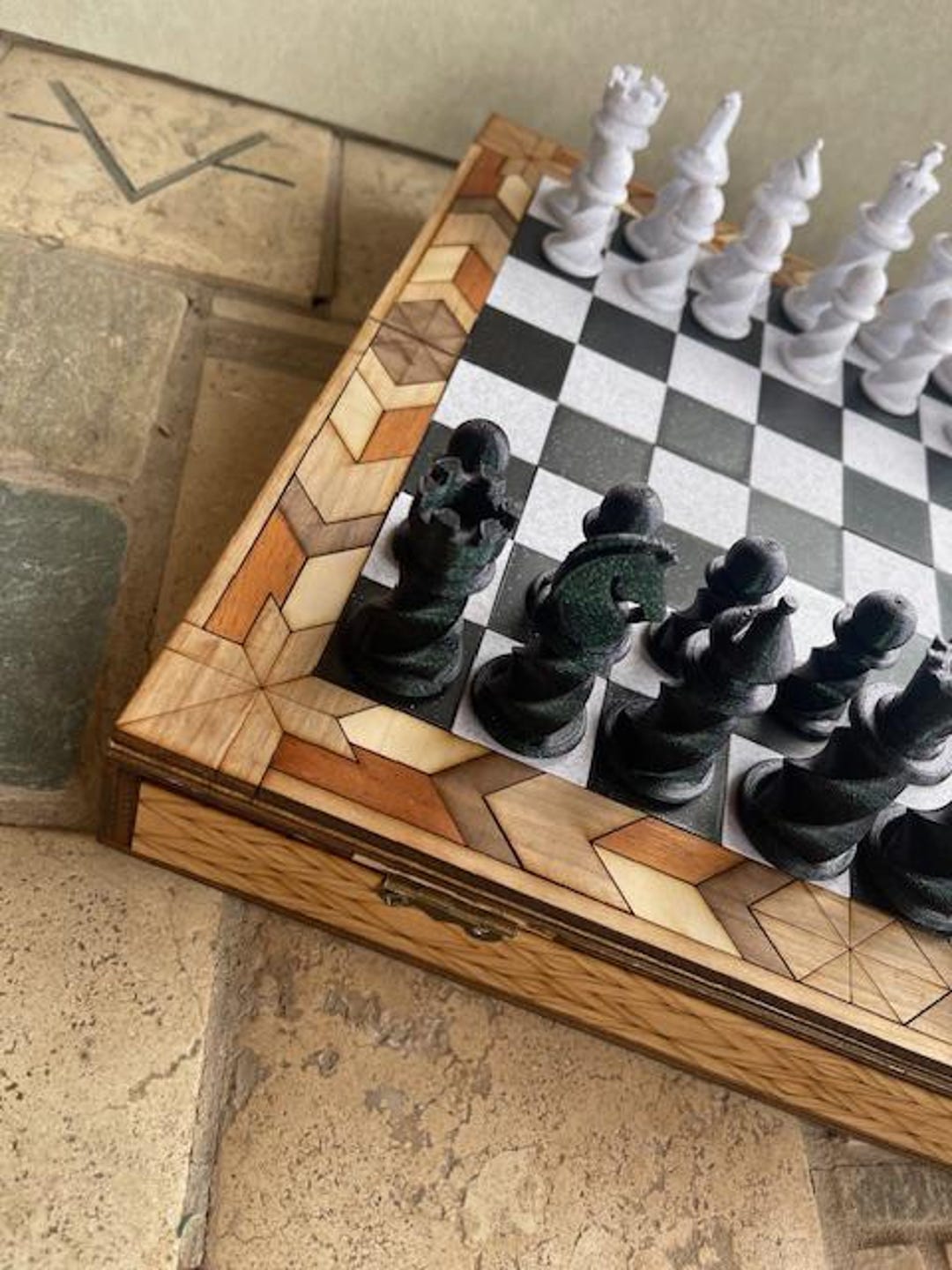 Handcrafted Wood Chess & Checker Set With 3d Printed Playing Pieces ...