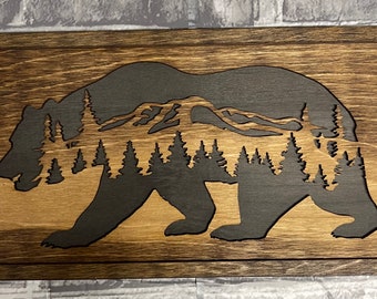 Rustic Bear, Rustic Home Decor, Wooden Animal plaque