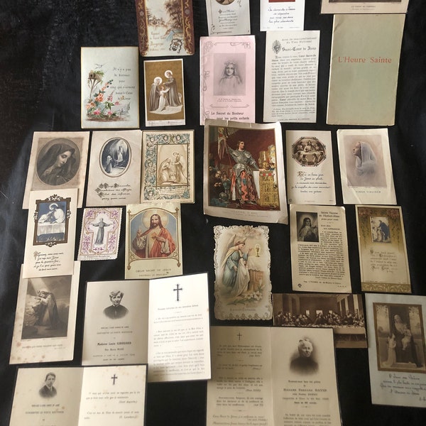 Antique French Job Lot 27 Holy cards Communion Cards Religious Booklets Remembrance Cards