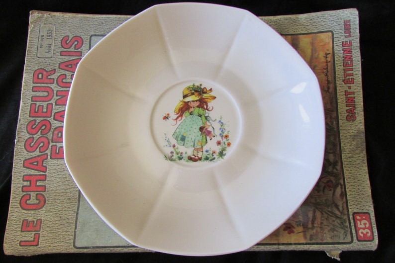 Beautiful Vintage French Holly Hobbie Limoges Porcelain Nursery Baby Pink Child/'s cup bowl and Saucer