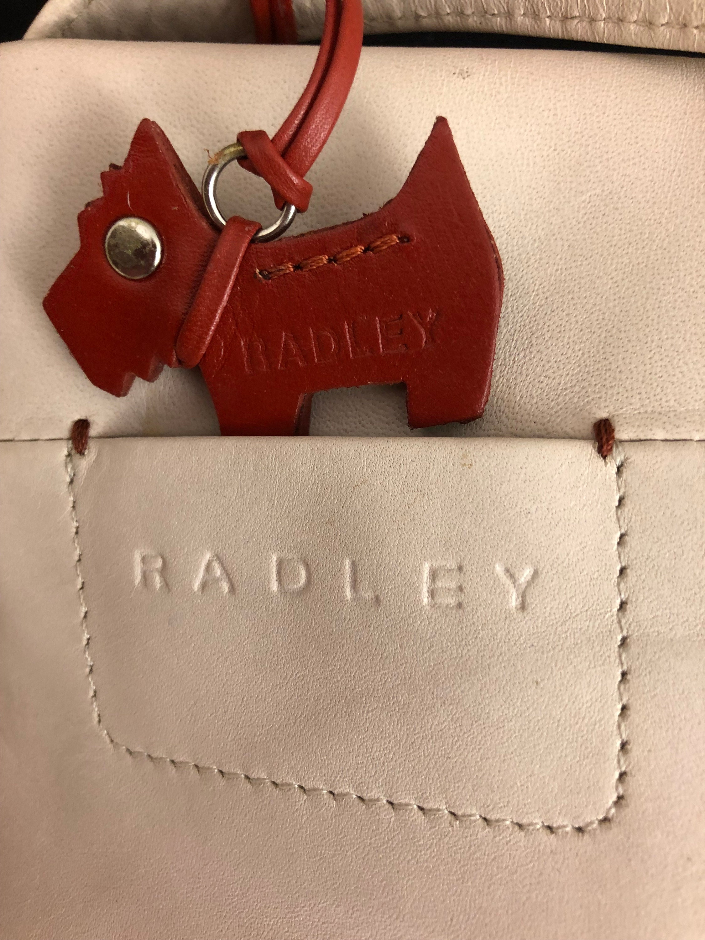 Radley Genuine Softest Cream Leather Bag Handbag With Red Etsy