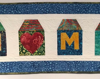 Quilted Home Banner, Appliqued Wall Decor (12x40)
