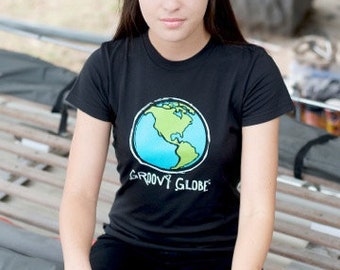 Groovy Globe Women's Eco-Friendly Organic Cotton Fitted T-Shirt