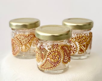 CARRIE Glass Jar Favor - Antique Gold/Copper themed glass Wedding Favours/Jars/Vases 45mL