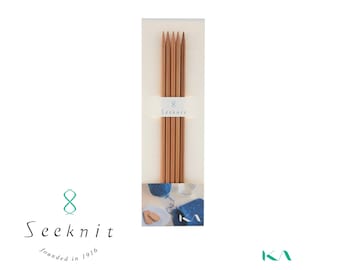 Seeknit Koshitsu 8 inch / 20 cm Double Pointed Bamboo Knitting Needle, Set of 5, Sizes US 0 / 2.00 mm - US 15 / 10.00 mm, ID# 57315 - 57332