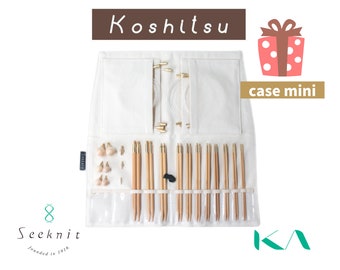 Seeknit Koshitsu Premium Set 12.5 cm / 5 inch, 11 sizes with Seeknit Case MINI, Bamboo Interchangeable Circular Knitting Needle, ID 59801