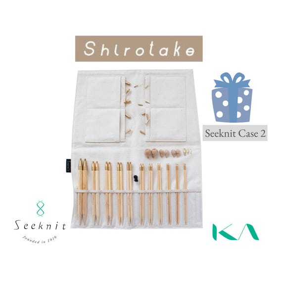 Seeknit Shirotake 5.5inch / 14.0cm Excellent Set, Bamboo Interchangeable Circular Needles, 11 sizes, size US1.5 - 15 / 2.50mm - 10mm