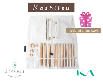 Seeknit Koshitsu Premium Set 12.5 cm / 5 inch, 11 sizes with Seeknit Case MINI, Bamboo Interchangeable Circular Knitting Needle, ID 59801