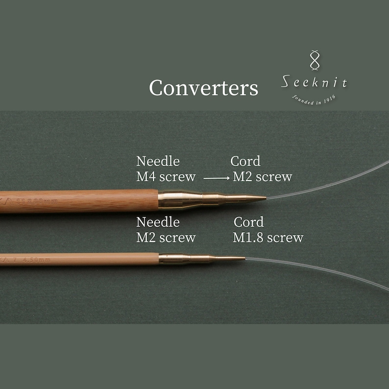 Convertitore intercambiabile Seeknit, set da 2, convertitore di giunzione, connettore per cavo, cambio di misura, ferri da maglia, maglia, ricambio immagine 2