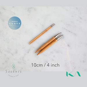 Seeknit CURVE Koshitsu 4 inch /  10 cm Bamboo Interchangeable Knitting Needle Pair Tips, Size US 0 - 15 / 2.00 - 10.00 mm