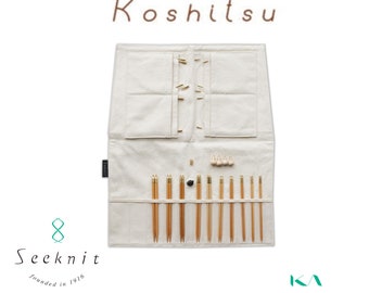 Koshitsu Seeknit Comfort Set with Seeknit Case 2 for Interchangeable Circular Knitting Needle, 5 inch / 12.5 cm, 10 sizes, Bamboo, ID#59465