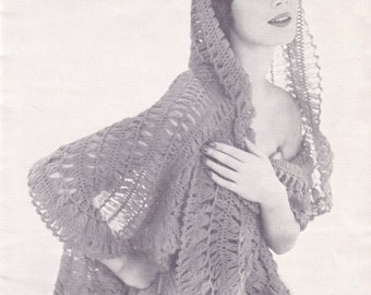 Women's stole in hairpin crochet, in DK. Lacy + feminine vintage 1950s crochet pattern.  Instant download PDF.