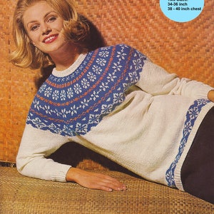 Women's Fair Isle Circular Yoke Sweater. Scandi/norwegian/ski Style ...
