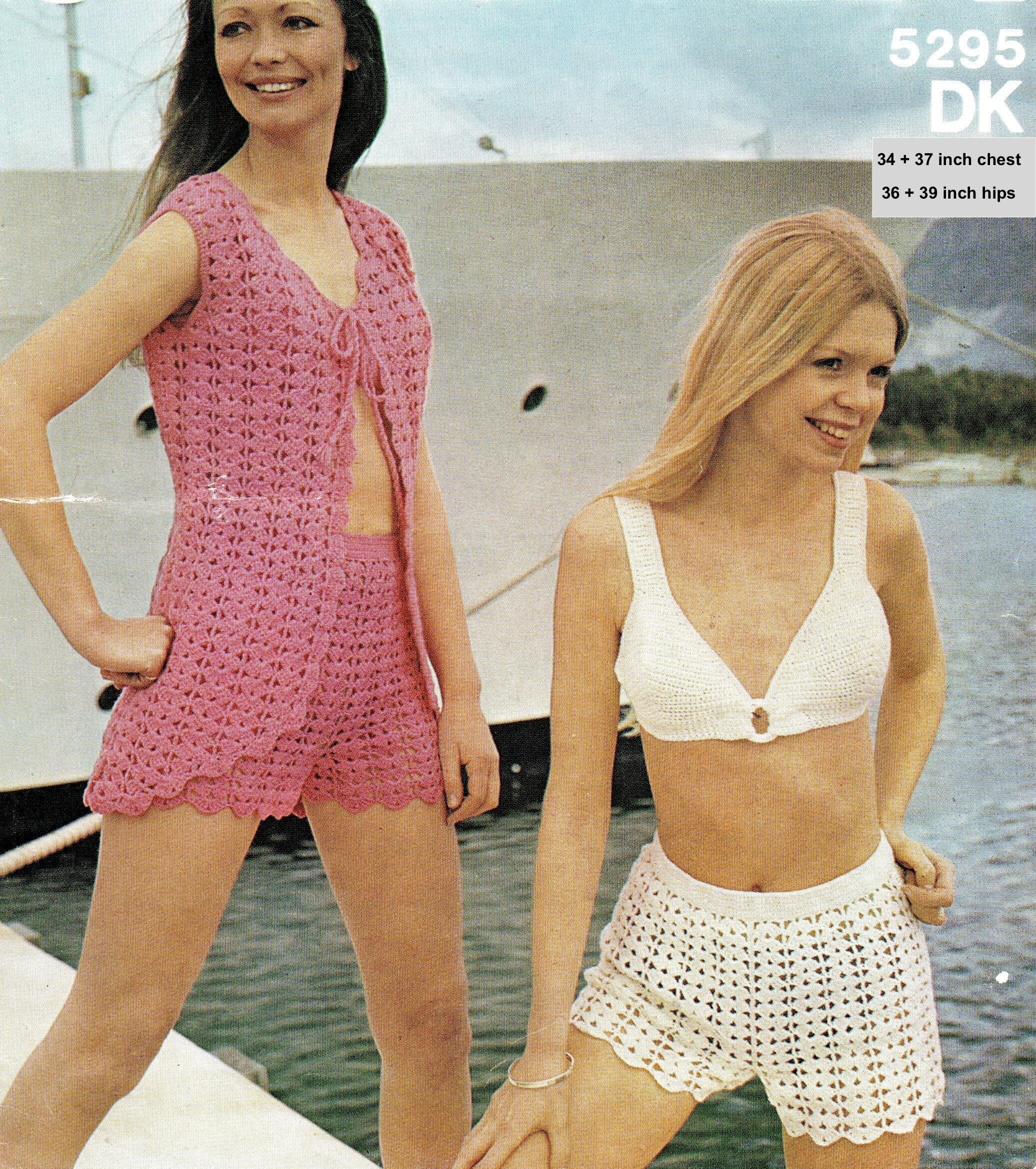 30 Women’s Crochet Shorts Patterns To Make Before Summer Hits 25 1970s Crochet Hot Pants and Beach Set