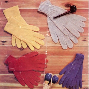 Gloves to knit for the family!  Nice classic style on two needles, in 4 ply. Vintage knitting pattern. Instant download PDF.
