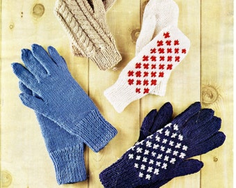 Vintage Womens Fair Isle Gloves Mitts Knitting Pattern Pdf Ladies