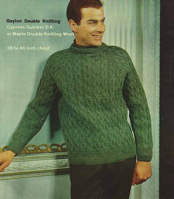 Pull torsadé à col roulé manche modèle de tricot vintage