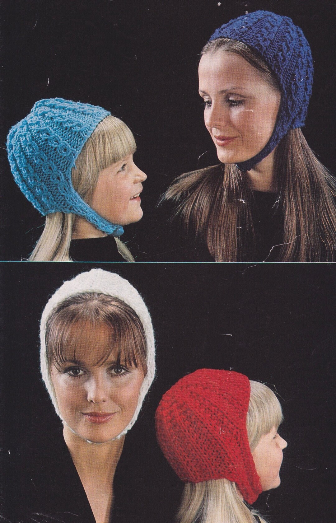Adult Child's Hats. Vintage Winter Styles