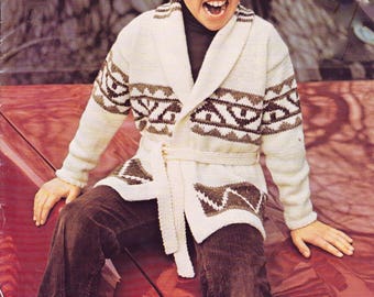Starsky Hutch Fair Isle Cardigan With Shawl Collar. Children s