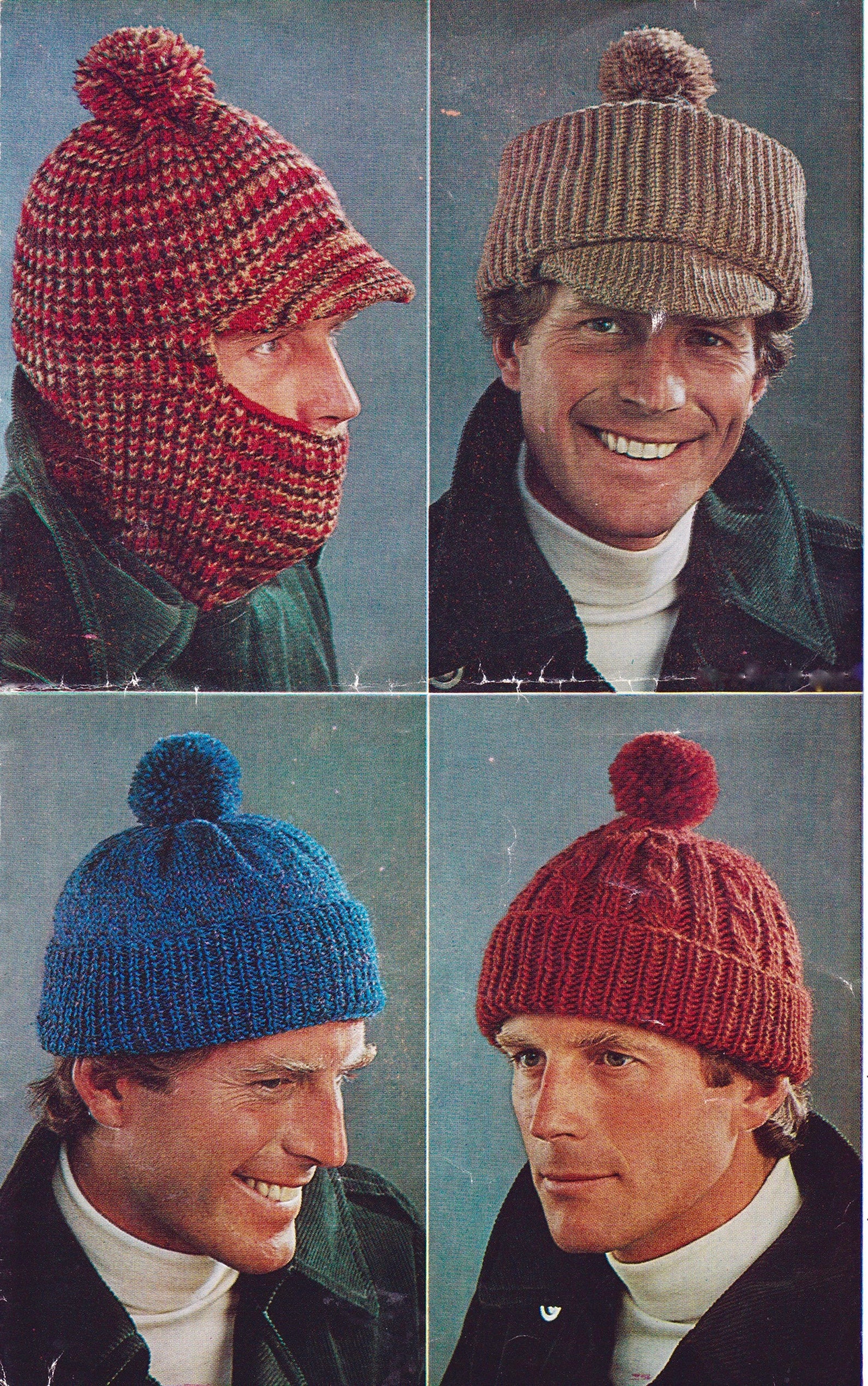 Men's pom pom hats/caps including a peaked cap with pull Etsy