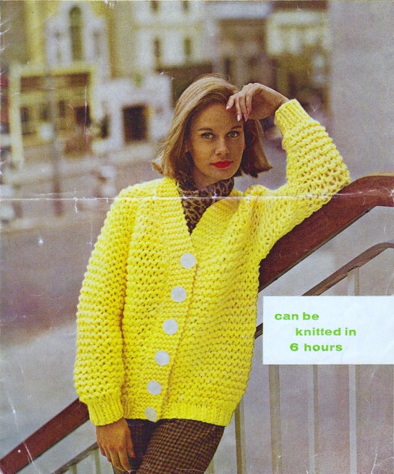 Women's Chunky Cardigan. Quick to Knit in Garter Stitch. - Etsy