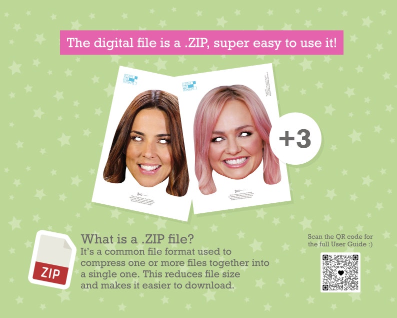 Spice Girls Photo Booth Props Set with 5 Spice Girls masks in pdf, great for printing SALE image 3