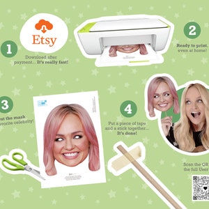 Spice Girls Photo Booth Props Set with 5 Spice Girls masks in pdf, great for printing SALE image 2