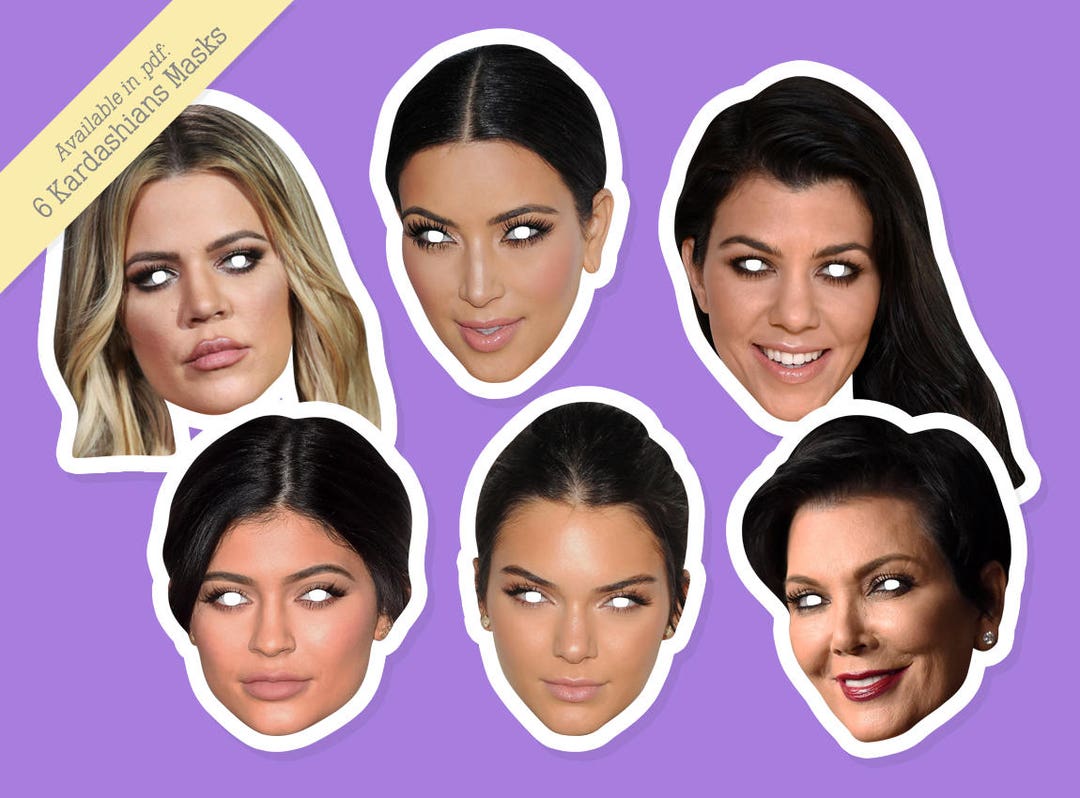 Kardashians Photo Booth Props Set With 6 Kardashians Masks Etsy