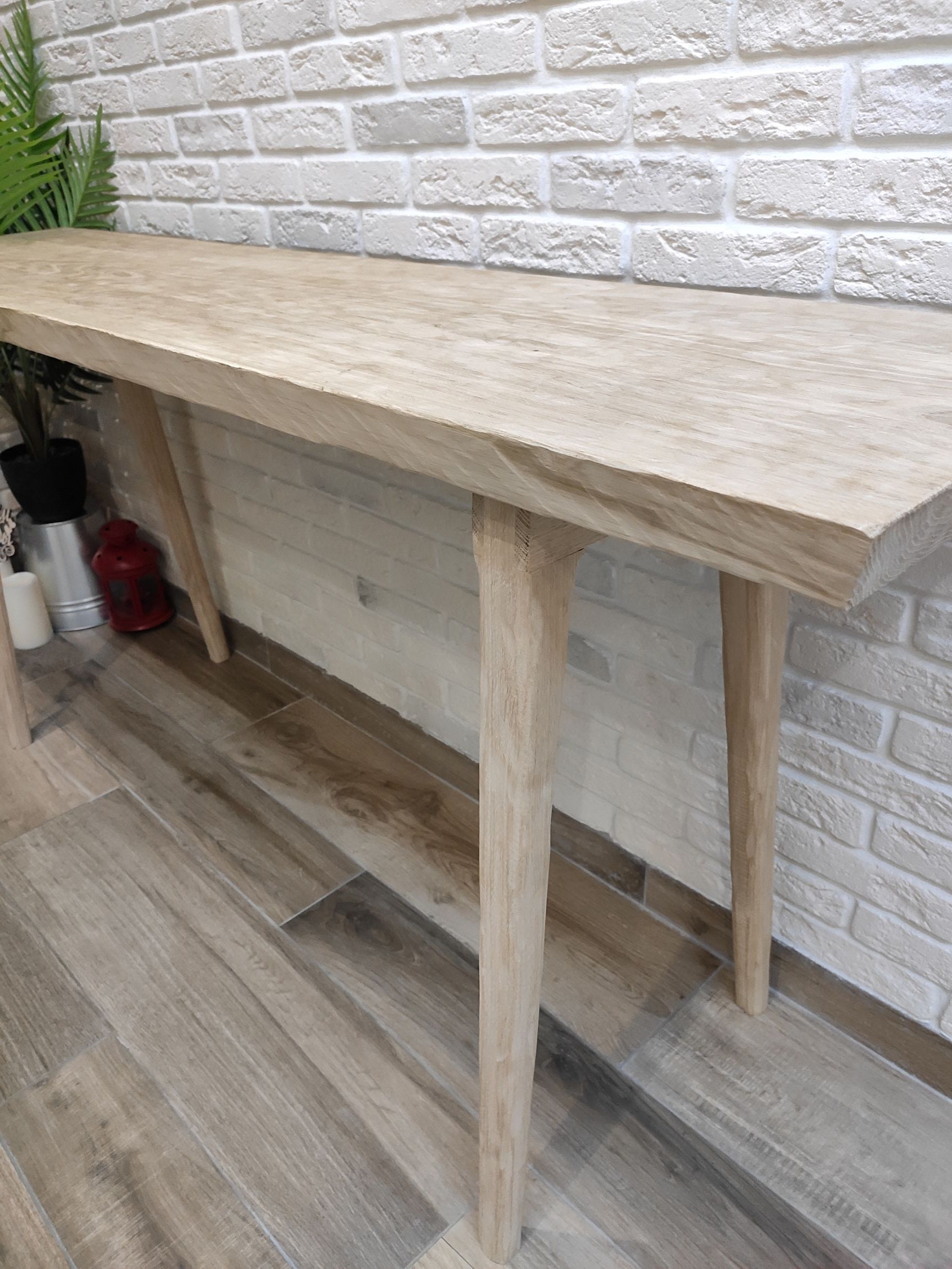 Farmhouse Oak Console Bench Vintage Sofa Table Narrow Etsy