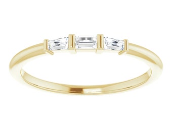 14K Yellow Gold 1/6 CTW Diamond Three-Stone Stackable Ring