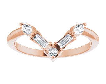 14K Rose Gold 1/4 CTW Natural Diamond V Bar Ring