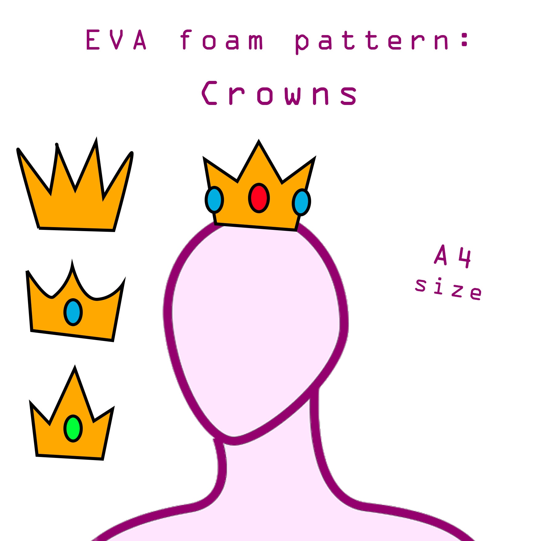 buy a4 diy printable crown templates to make foam crowns online in