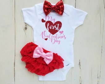 babys first valentines day outfit