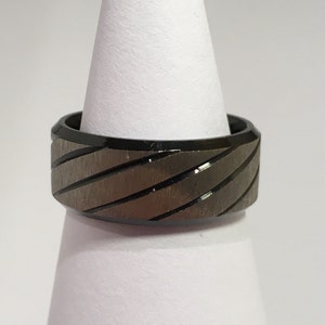 Wedding Band Size 7 Black Striped Stainless Steel Band Ring