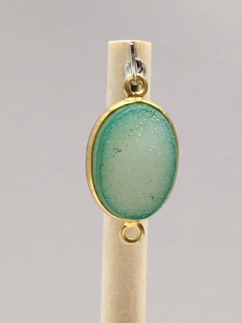 Gold Plated On Sterling Silver Oval Connector With Druzy Stone