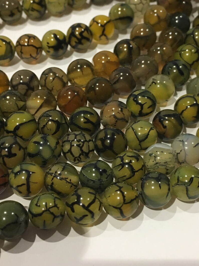 10 x Edelsteen kraal van Crackle Agaat 8mm gat c.a. 1mm m ix kleuren
