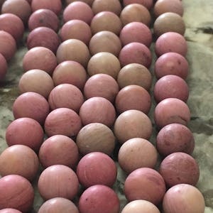 Rhodonite 8mm Matte Frosted Rhodonite For Essential Oil Bracelets And Necklaces, 46-50 Beads