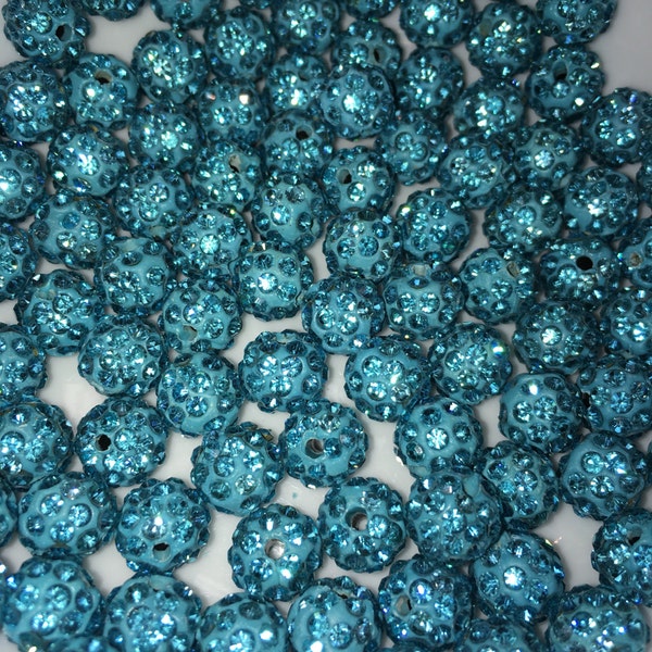 Shamballa 10mm Haute Qualité Aquamarine Shamballa Perles 20PC