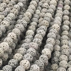 6mm Gray Lava Essence: Beads for Aromatherapy Bracelets and Necklaces (63-66 Beads, 16 Inch Strand)