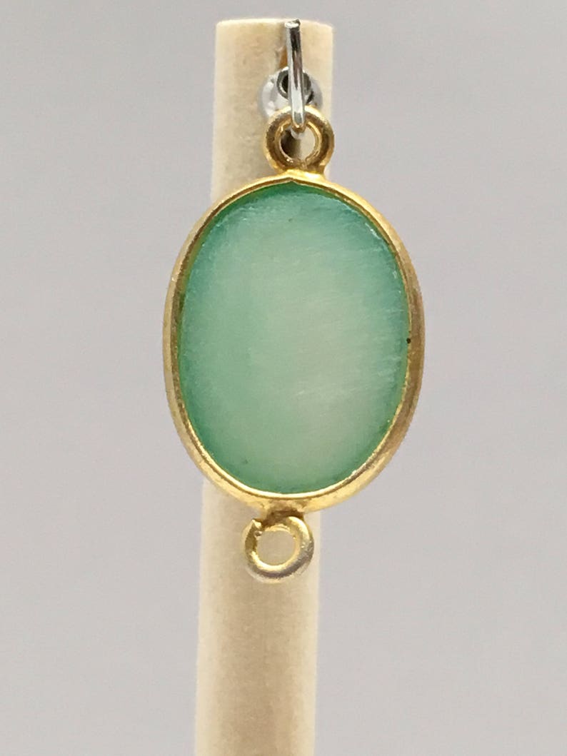 Gold Plated On Sterling Silver Oval Connector With Druzy Stone