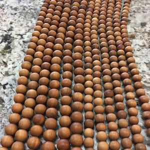 6mm Sandalwood: Premium Quality, Pure & Fragrant Beads – Polished Sandalwood Pack of 54 Beads Or 2 Packs for a Mala.