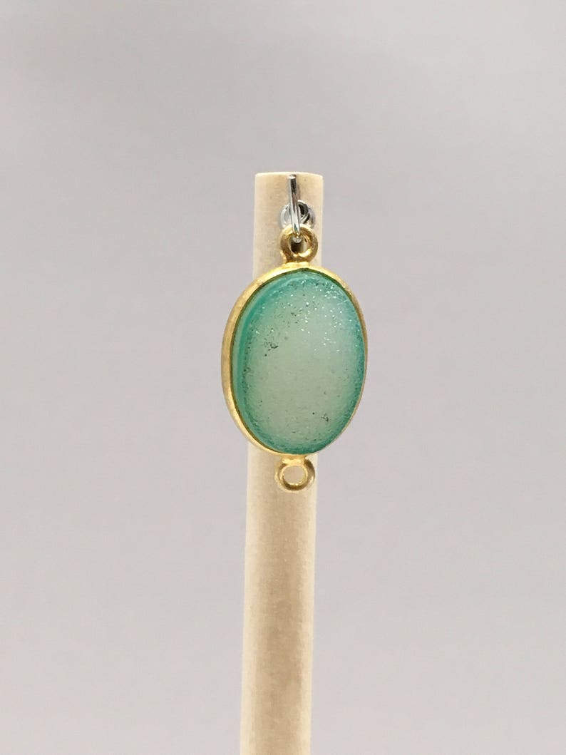 Gold Plated On Sterling Silver Oval Connector With Druzy Stone