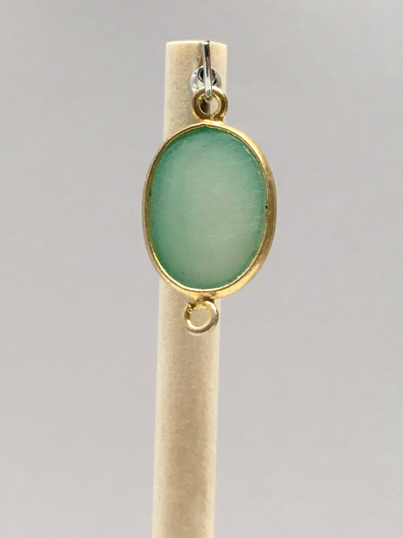 Gold Plated On Sterling Silver Oval Connector With Druzy Stone