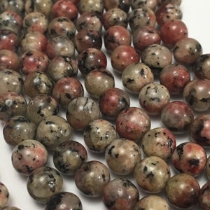 8mm Dyed Red Sesame Jasper Harmony: Beads for Aromatherapy Bracelets and Necklaces (45-49 Beads)